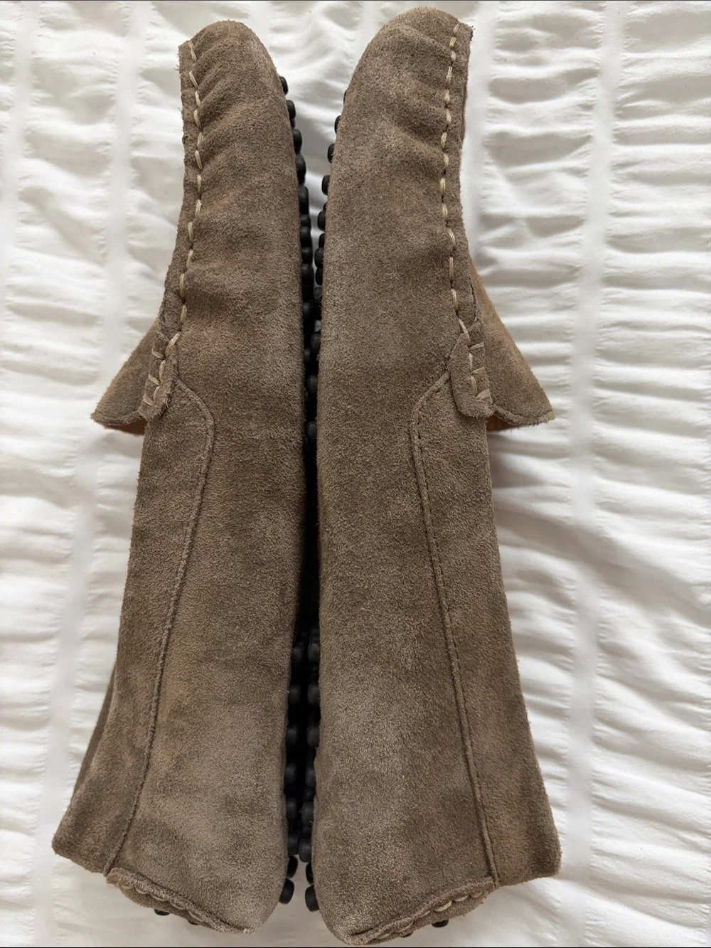 Quince Taupe Suede Driver Loafers - Slip-On Driving Shoes.